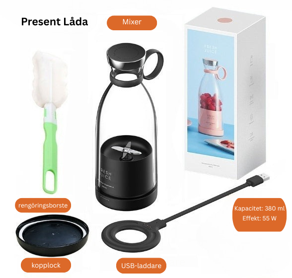 Smoothie mixer, Smoothie Blender, Bärbar mixer för smoothies, bärbar mixer, blender, USB, USB-uppladdningsbar juice och smoothie mixer, USB-mixer, Mix & go
On-the-go blender, Fruktmixer